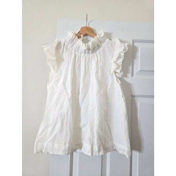 Sea New York Ramie Flutter Sleeve Top In White - Picture 2 of 8